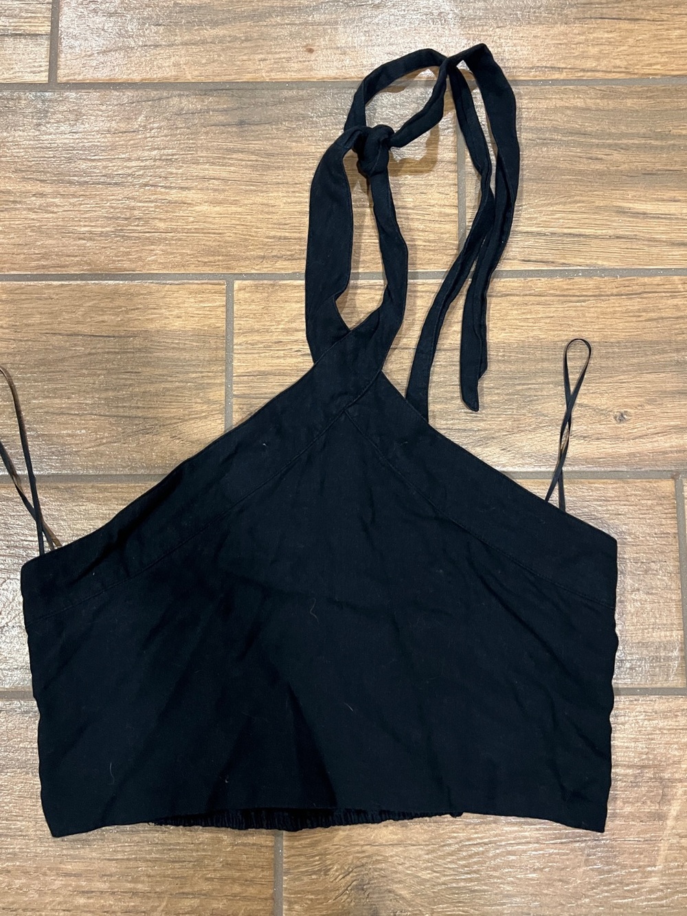 Abercrombie & Fitch Women’s Large Black Linen Blend Halter Top Cropped